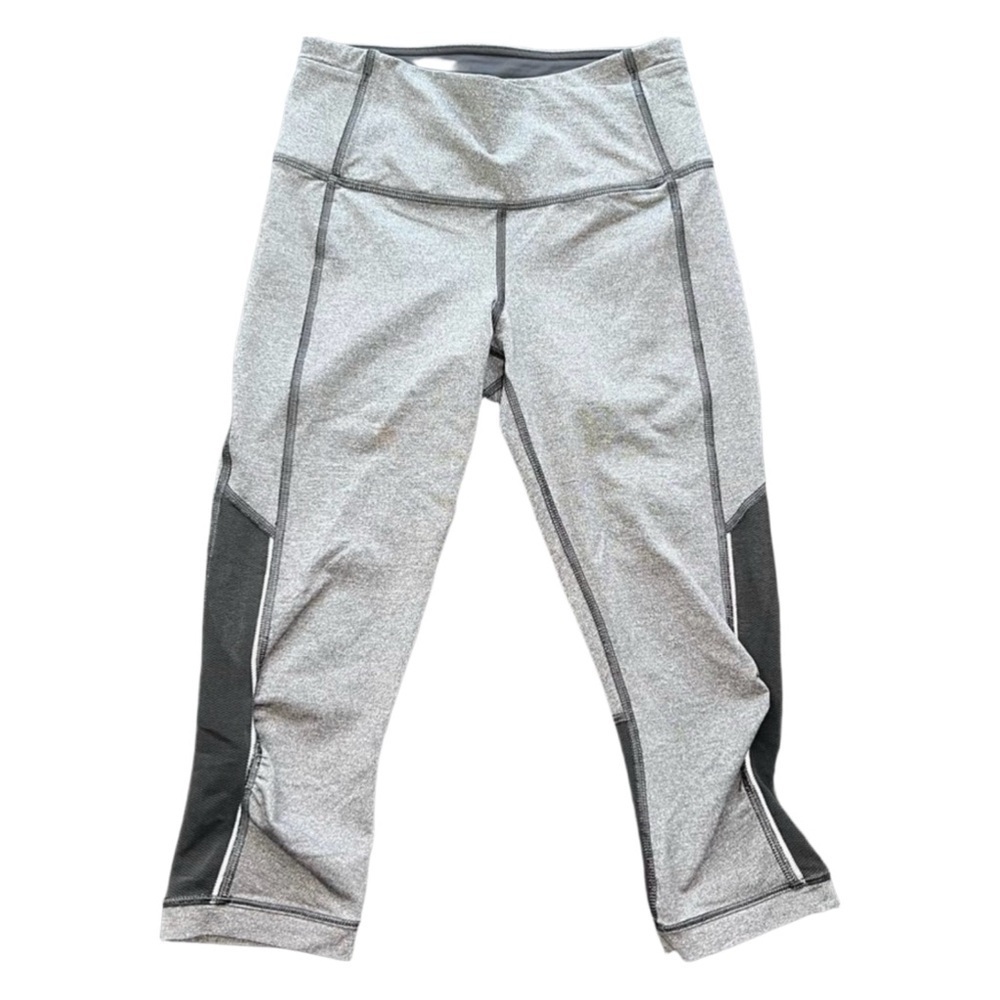 Lululemon Gray & Black Athletic Capris Leggings